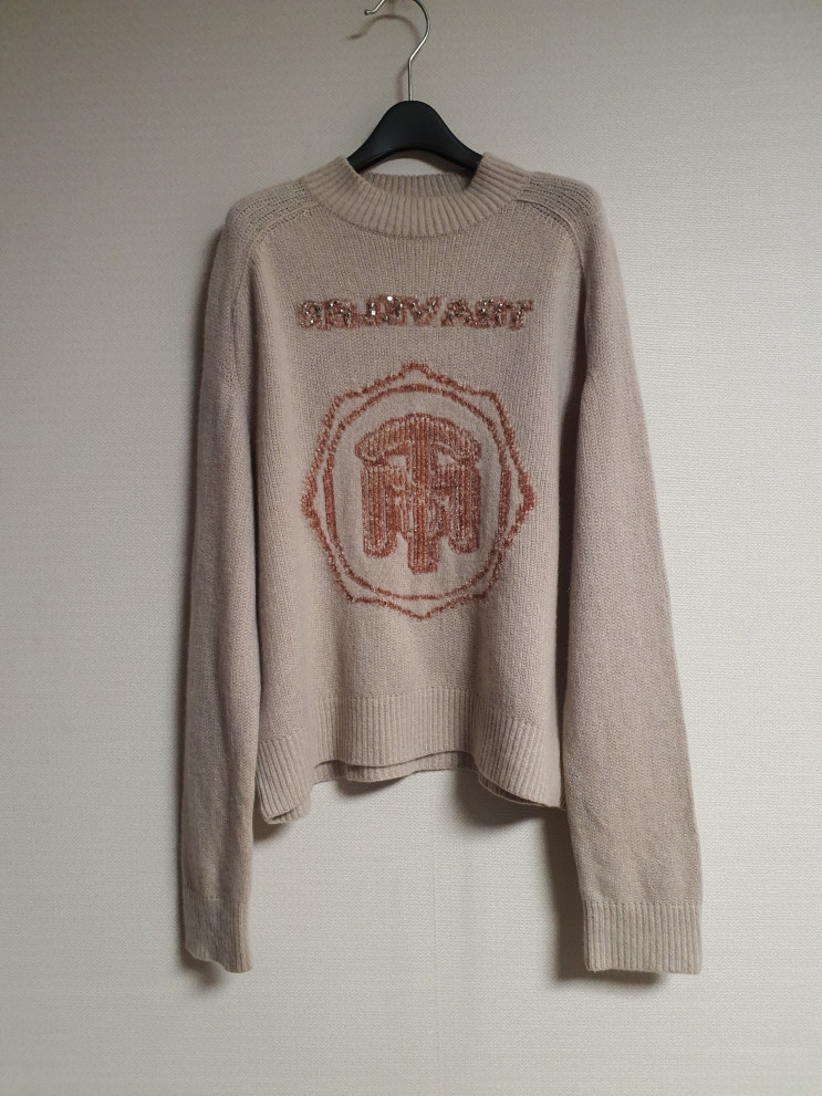 타임 time 벨벳 로고 캐시미어 울 니트 탑 프리사이즈 정품 이미지