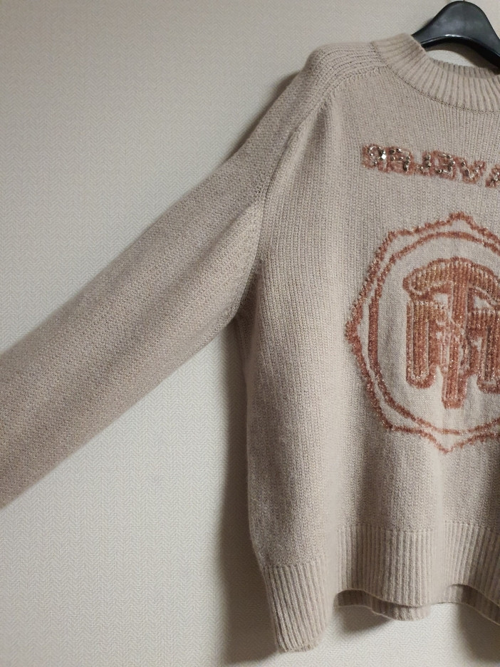 타임 time 벨벳 로고 캐시미어 울 니트 탑 프리사이즈 정품 이미지