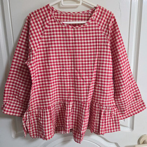 (택비만받을게요) 프리사이즈 체크 프릴 여성옷 이미지