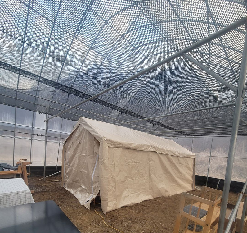 대형 이동식 자바라 천막 캐노피 그늘막 주차장 차양막 몽골텐트 방수 바퀴 창고 접이식 이미지