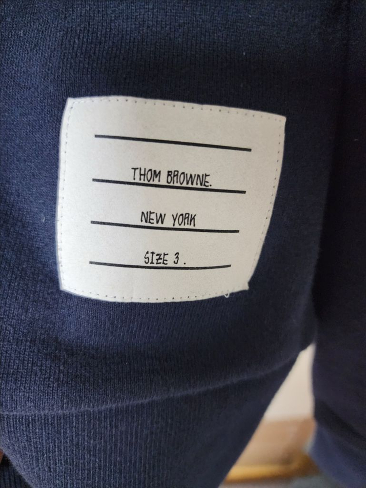 [3]톰브라운 사선완장 코튼 가디건 네이비 이미지