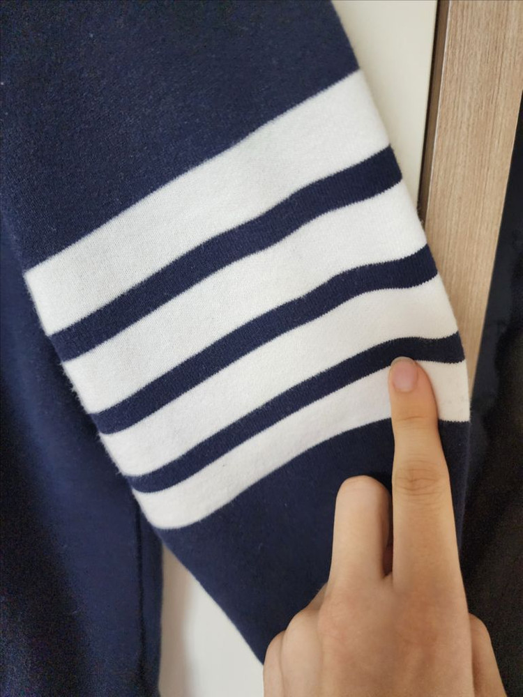 [3]톰브라운 사선완장 코튼 가디건 네이비 이미지