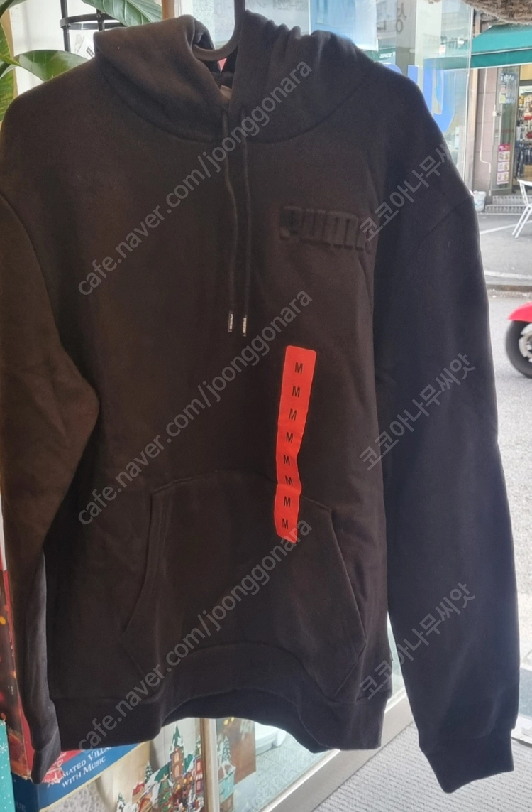 PUMA 푸마 남성 블랙 기모후드티 후디 티셔츠 트레이닝복 M사이즈 (95 사이즈 권장, 택포) 이미지