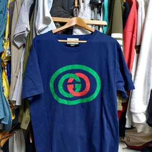 구찌 네이비 GG 로고 반팔 티셔츠 정품검수완료 L 이미지