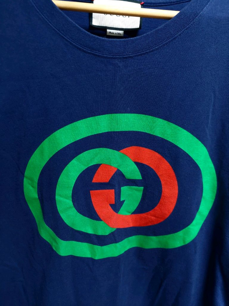 구찌 네이비 GG 로고 반팔 티셔츠 정품검수완료 L 이미지