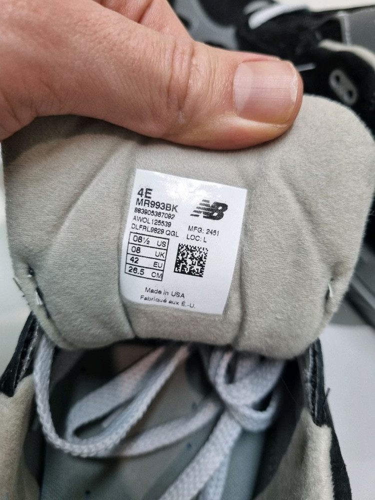 뉴발란스 993 블랙/그레이 265 4E 새상품 이미지