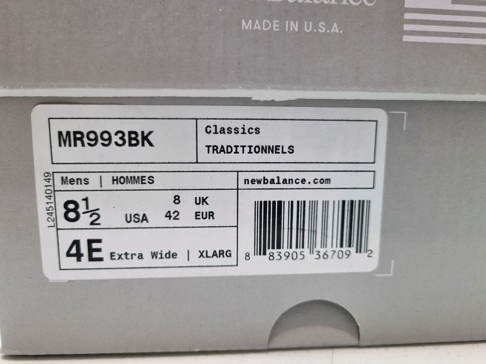 뉴발란스 993 블랙/그레이 265 4E 새상품 이미지