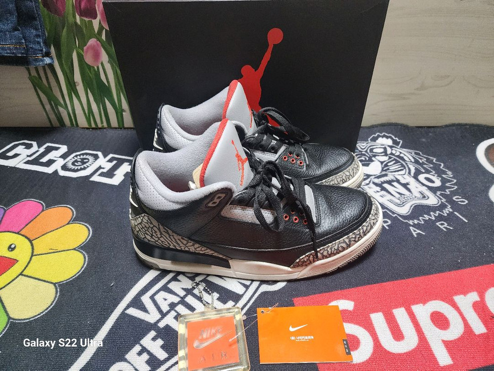 나이키 에어 조던 3 레트로 OG 블랙 시멘트 275mm 이미지