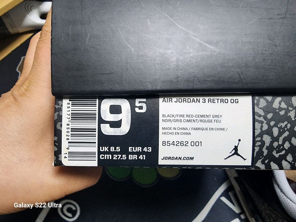 나이키 에어 조던 3 레트로 OG 블랙 시멘트 275mm 이미지