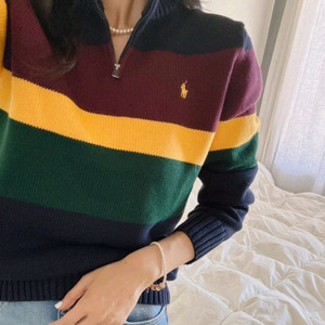 (정품)폴로 보이즈 코튼 컬러 블록 하프 집업 XL사이즈(18~20세) 이미지