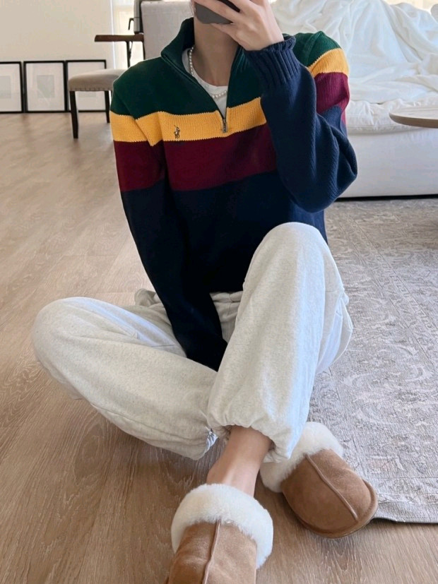 (정품)폴로 보이즈 코튼 컬러 블록 하프 집업 XL사이즈(18~20세) 이미지