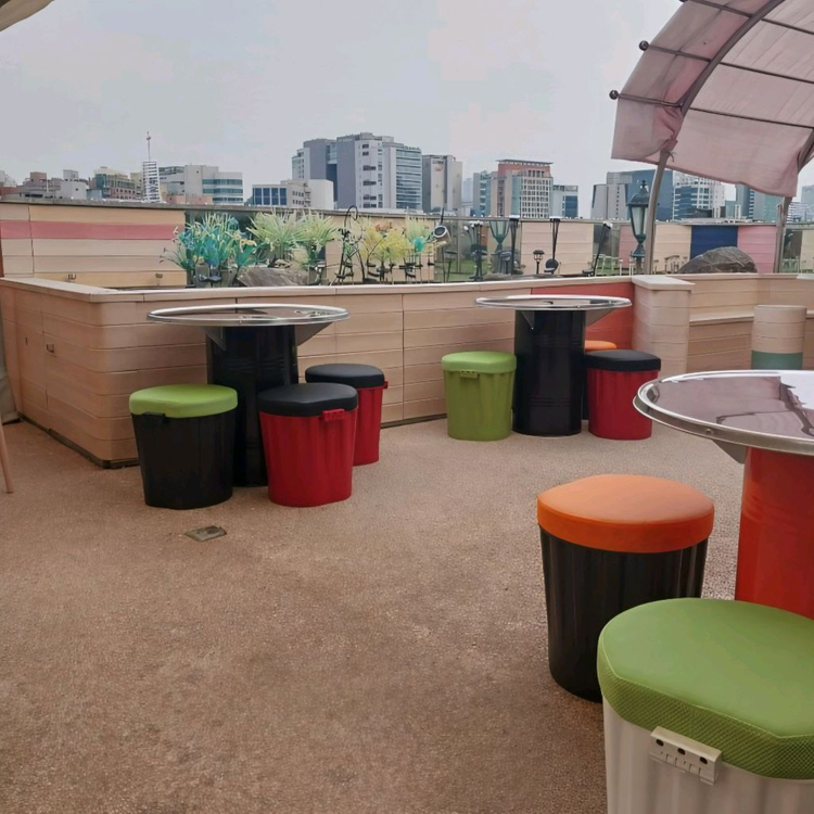 [최저가]스툴 원형 깡통 드럼통 고깃집 수납 식탁 의자 이미지