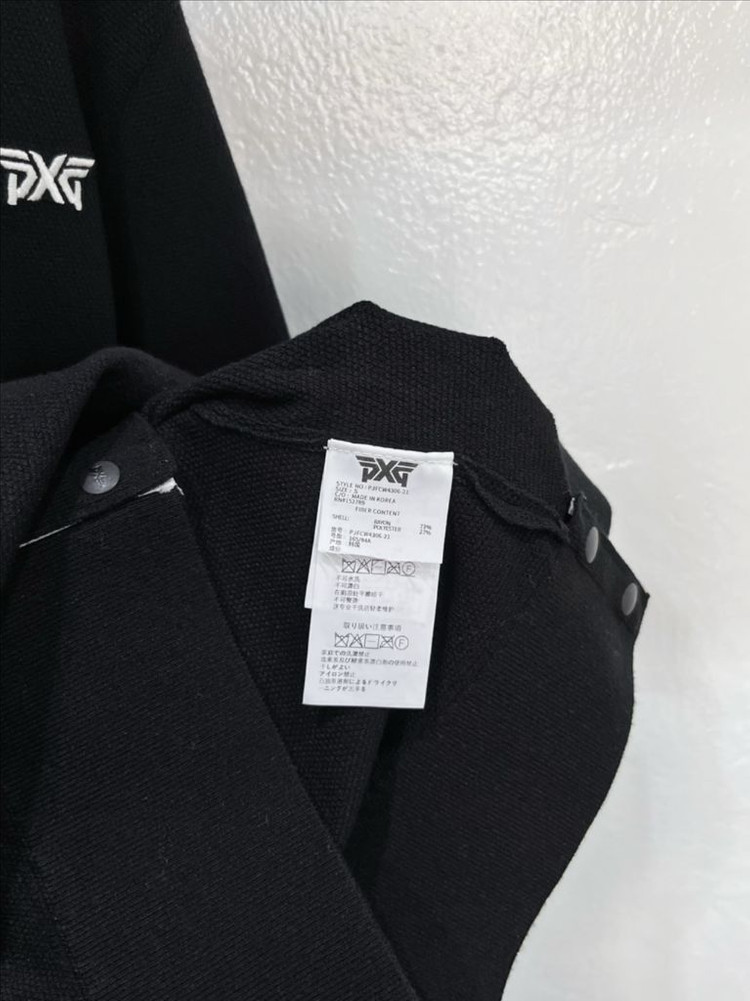 [미착용](55/s) pxg 블랙 스티치 밑단트임 V넥 니트 골프가디건 이미지