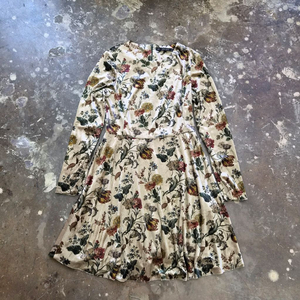 M) ZARA 자라 플라워 패턴 벨로아 원피스 벨벳 원피스 이미지