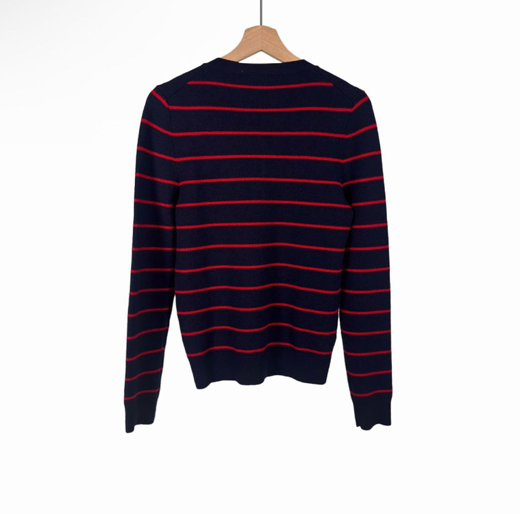 [38] 미우미우 여성 로고 스트라이프 울 니트 가디건 레드 MMF895 이미지