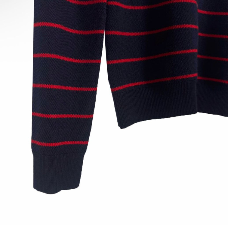 [38] 미우미우 여성 로고 스트라이프 울 니트 가디건 레드 MMF895 이미지