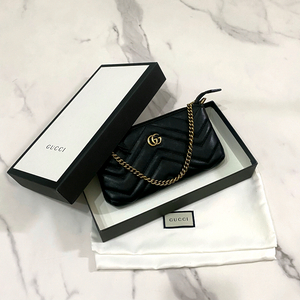 구찌 GG 마몽 가죽 체인 파우치백 블랙 443129 이미지