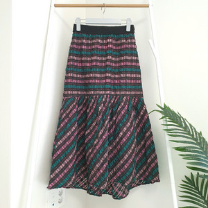 오즈세컨 시어서커 체크 밴딩스커트 이미지