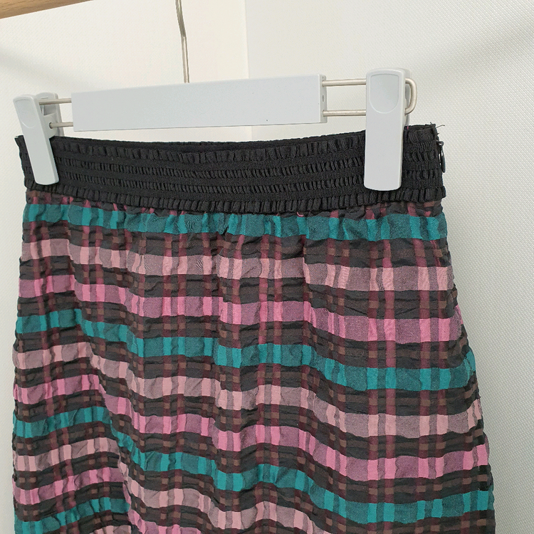 오즈세컨 시어서커 체크 밴딩스커트 이미지