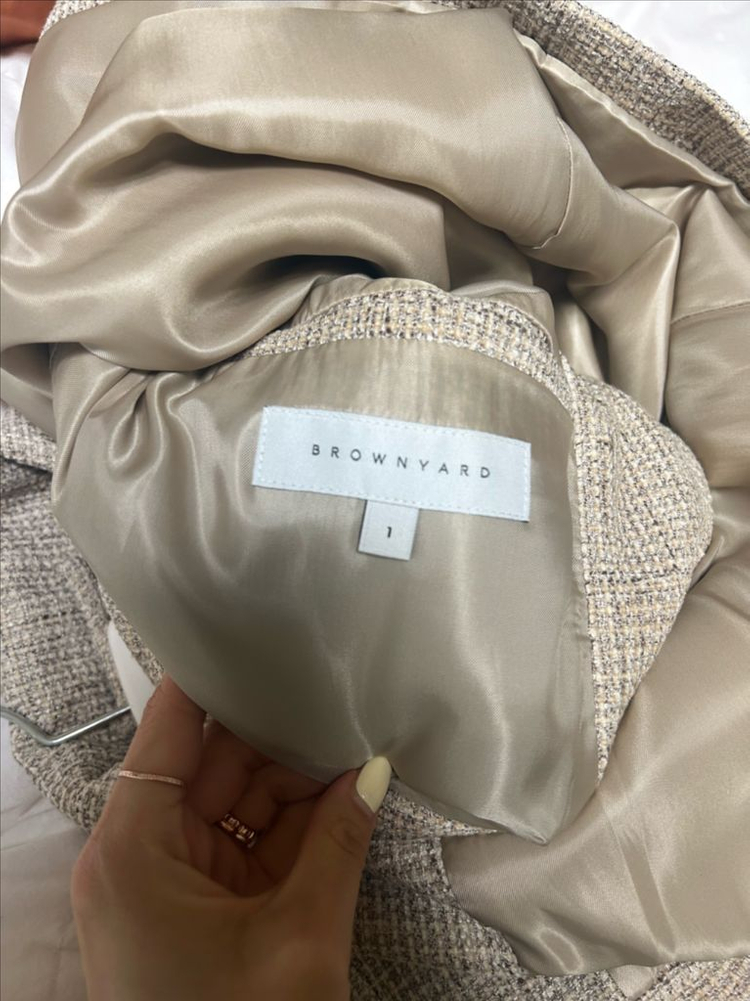 브라운야드 베이지 트위드 자켓 1사이즈 이미지
