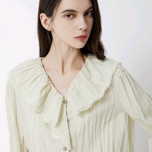 zooc(주크) 드로우 스트링 레이스 프릴 블라우스 이미지