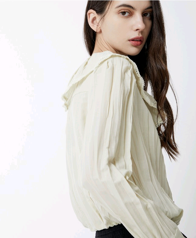 zooc(주크) 드로우 스트링 레이스 프릴 블라우스 이미지
