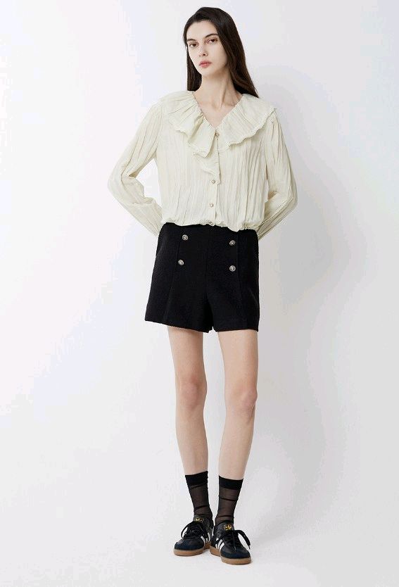 zooc(주크) 드로우 스트링 레이스 프릴 블라우스 이미지