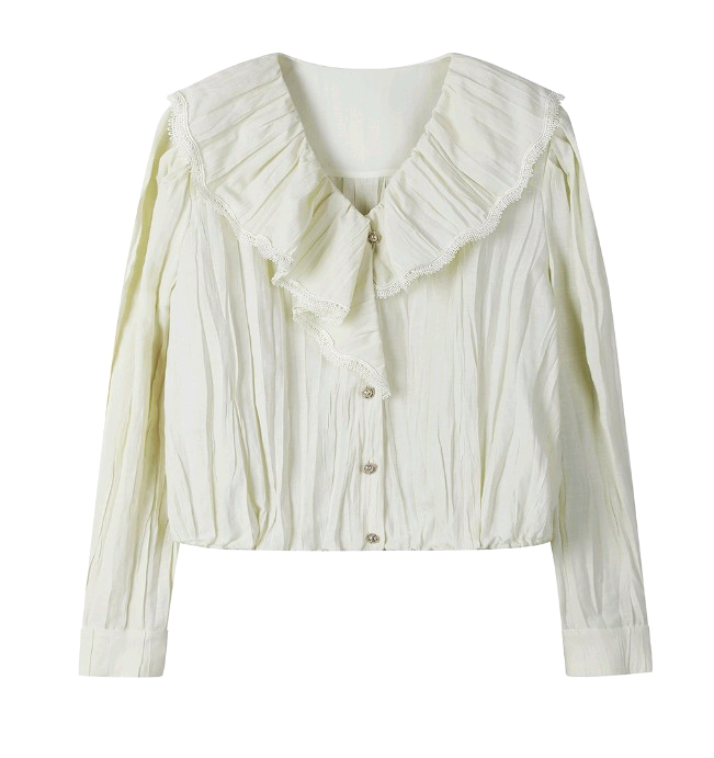 zooc(주크) 드로우 스트링 레이스 프릴 블라우스 이미지