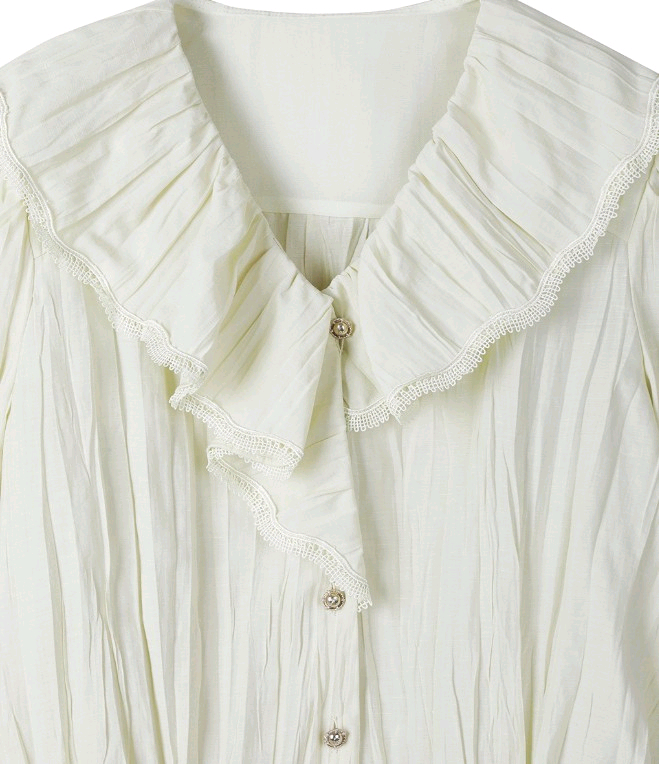 zooc(주크) 드로우 스트링 레이스 프릴 블라우스 이미지