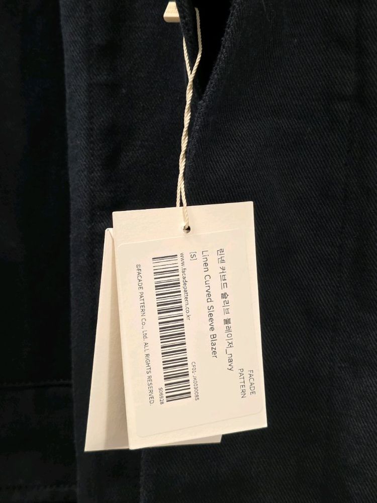 파사드패턴 린넨 커브드 슬리브 블레이저 네이비(새상품/택O) 이미지