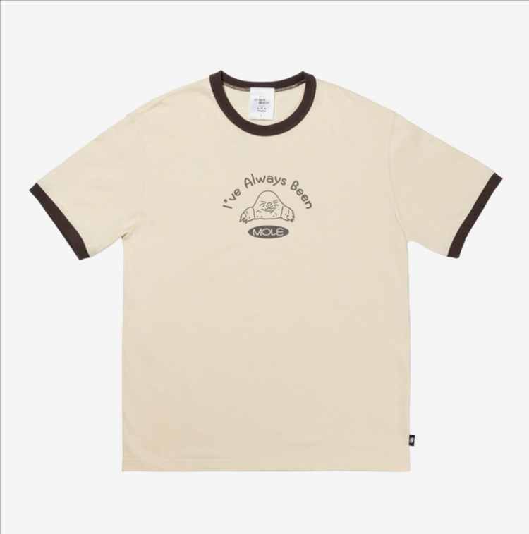 아이앱X이별에 필요한 티셔츠 아이보리 브라운 L , XL 판매 이미지