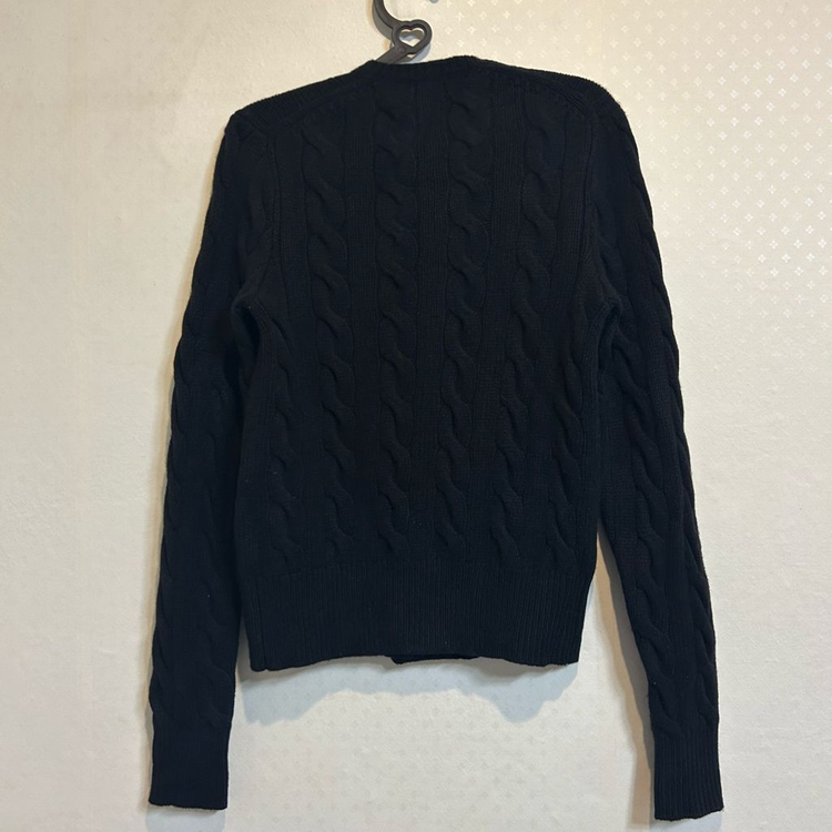 폴로 랄프로렌 신형 꽈배기 케이블 니트 울 캐시미어 가디건 블랙 S 이미지