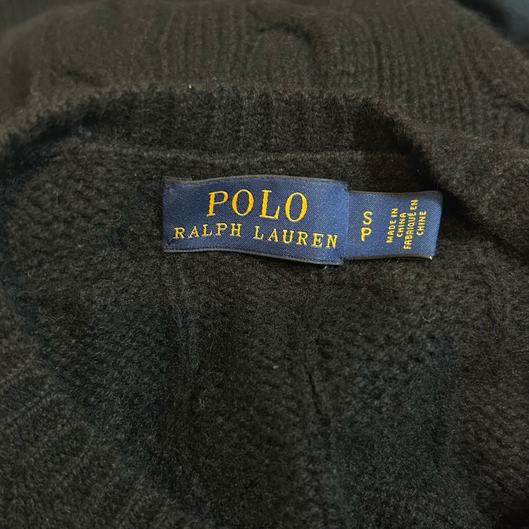 폴로 랄프로렌 신형 꽈배기 케이블 니트 울 캐시미어 가디건 블랙 S 이미지