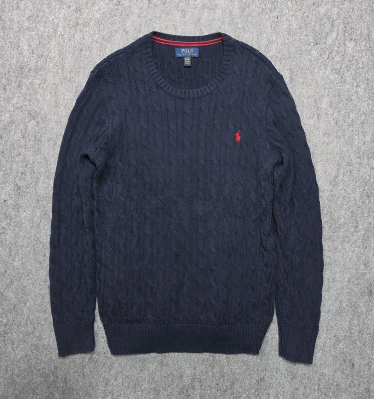 폴로 랄프로렌 케이블 꽈배기 니트 라운드넥 니트 네이비 보이즈 XL 이미지