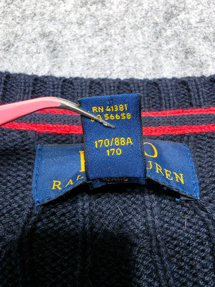 폴로 랄프로렌 케이블 꽈배기 니트 라운드넥 니트 네이비 보이즈 XL 이미지