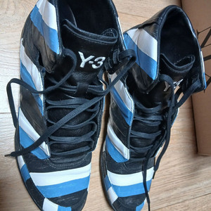 Y-3 요지 야마모토 하이탑 스니커즈 (블루 스트립 커스텀) 270 이미지