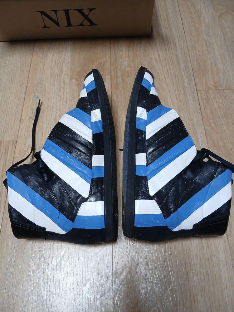 Y-3 요지 야마모토 하이탑 스니커즈 (블루 스트립 커스텀) 270 이미지