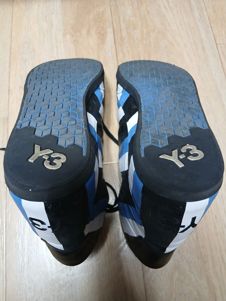 Y-3 요지 야마모토 하이탑 스니커즈 (블루 스트립 커스텀) 270 이미지