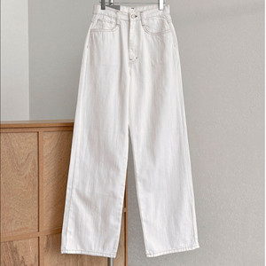 봄 여름 면바지 논페이드 화이트 와이드 팬츠 S (새상품) 이미지