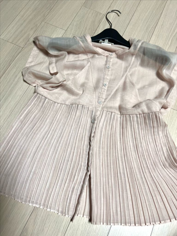 바네사브루노아떼 쉬폰 플리츠 투피스 블라우스 미니스커트 셋업 세트 치마 날개 민소매 나시 핑크베이지 여리핏 데이트룩 이미지