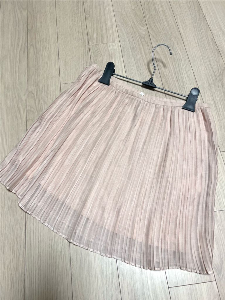 바네사브루노아떼 쉬폰 플리츠 투피스 블라우스 미니스커트 셋업 세트 치마 날개 민소매 나시 핑크베이지 여리핏 데이트룩 이미지