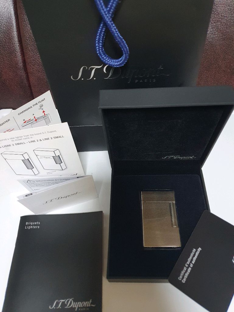 [새상품,백화점판,풀세트] 듀퐁라이터 라인2 신형 ca16455 팔라듐 백금 쌍불 듀퐁 라이타 이미지