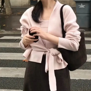 시에 샬롯 울가디건 슬리브리스 세트 페일핑크 이미지