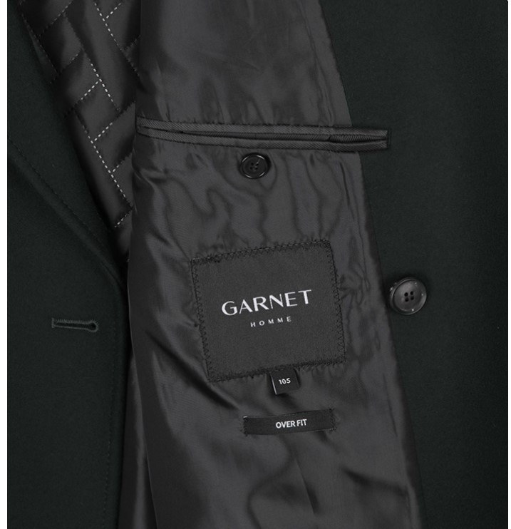 가넷옴므 차콜그레이 더블 6버튼 캐시미어 혼방 오버핏 코트 mtr원단 이미지