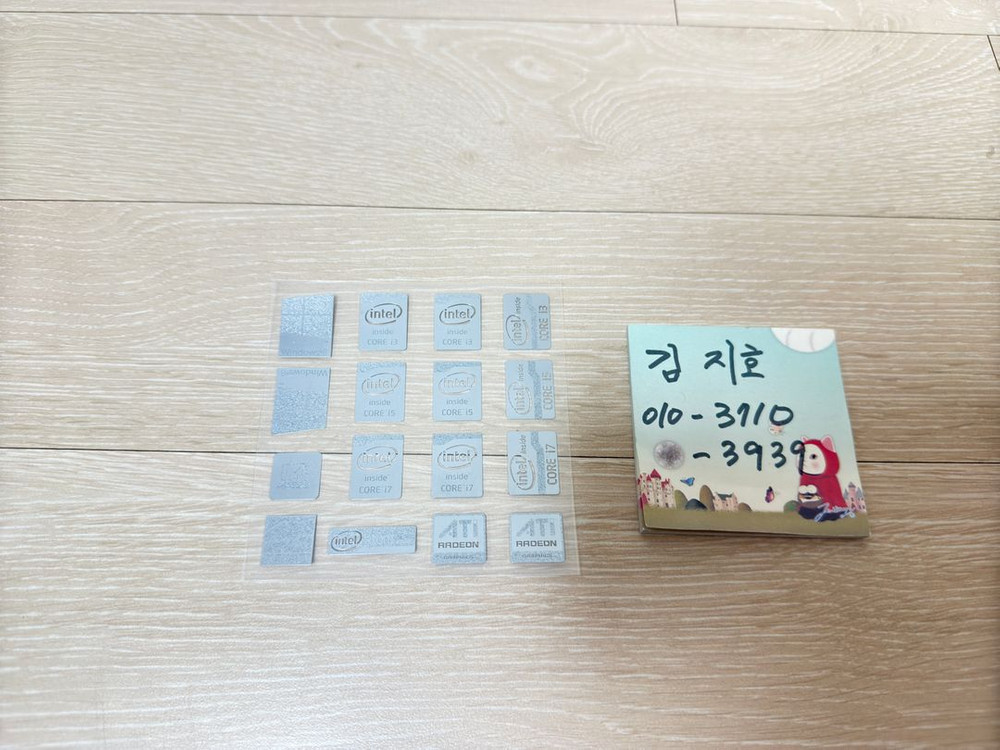 컴퓨터 메탈스티커 팝니다. (인텔, 엔비디아, 라데온, 윈도우, 애플, 안드로이드 등) 이미지