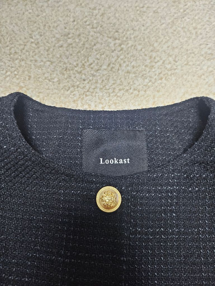 룩캐스트 트위드 반팔 자켓 블랙S 이미지