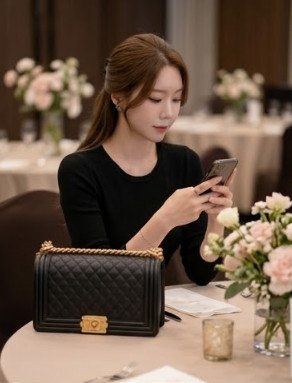 샤넬 라지 보이백 금장 체인 숄더백 이미지