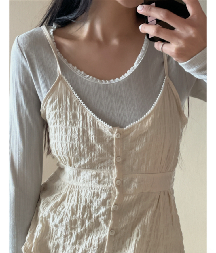 메이비베이비 슬리브리스 탑-라잇 베이지 이미지