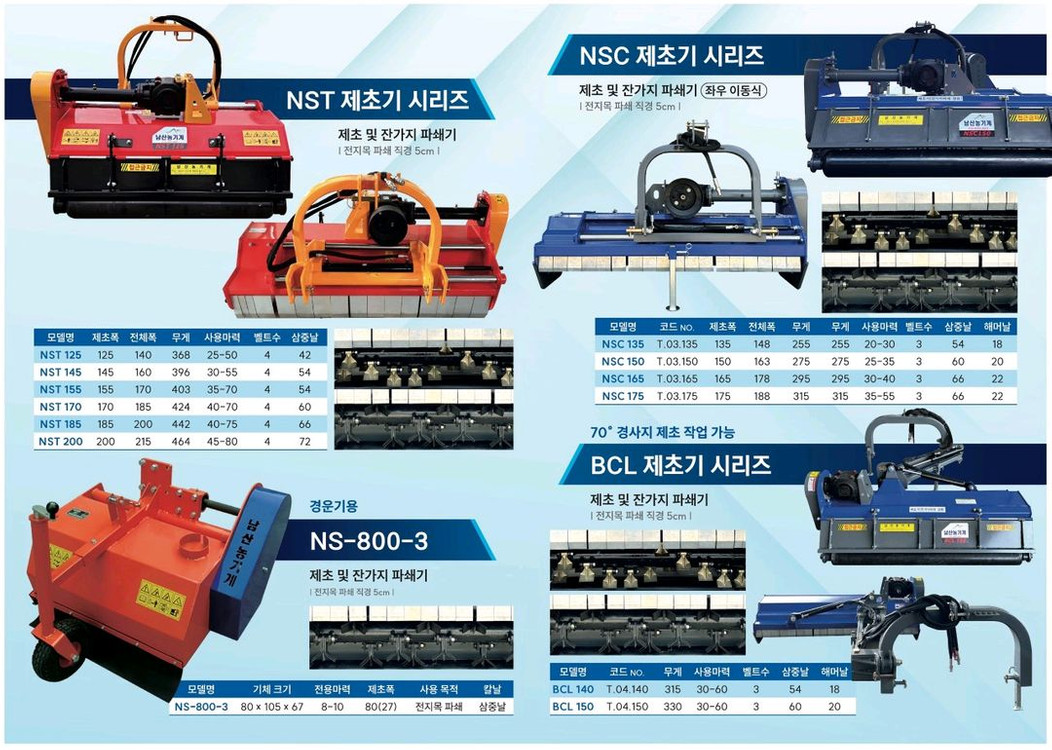 국산 트랙터 제초겸용 잔가지 파쇄기 소개합니다 국산 트랙터 제초겸용 잔가지 파쇄기입니다국내 최가 제초, 파쇄 능력 이미지