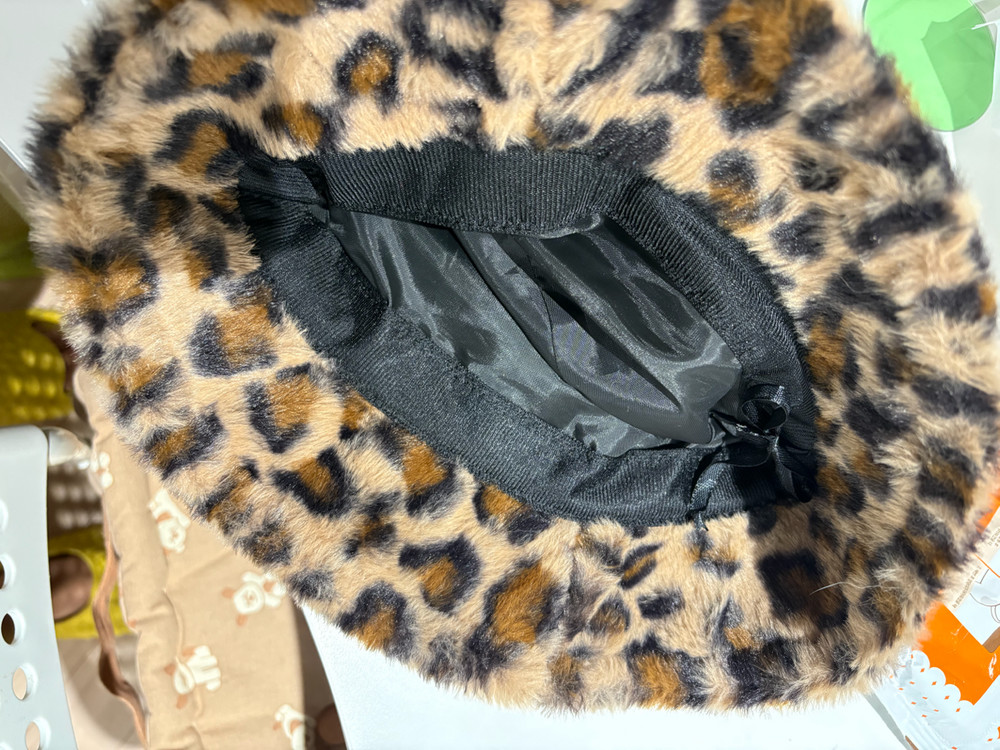 레오파드 호피 퍼 버킷햇 벙거지 모자 이미지